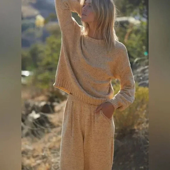 Free People Gio Knit Lounge Sweater  Set Heather Yellow Size Medium - Picture 3 of 11